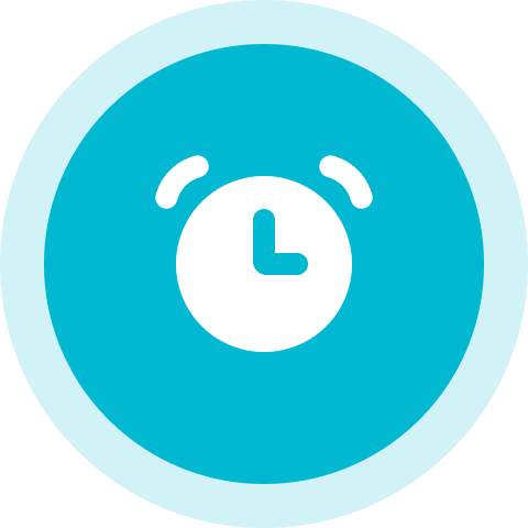 icon A blue circle with an alarm clock on it.